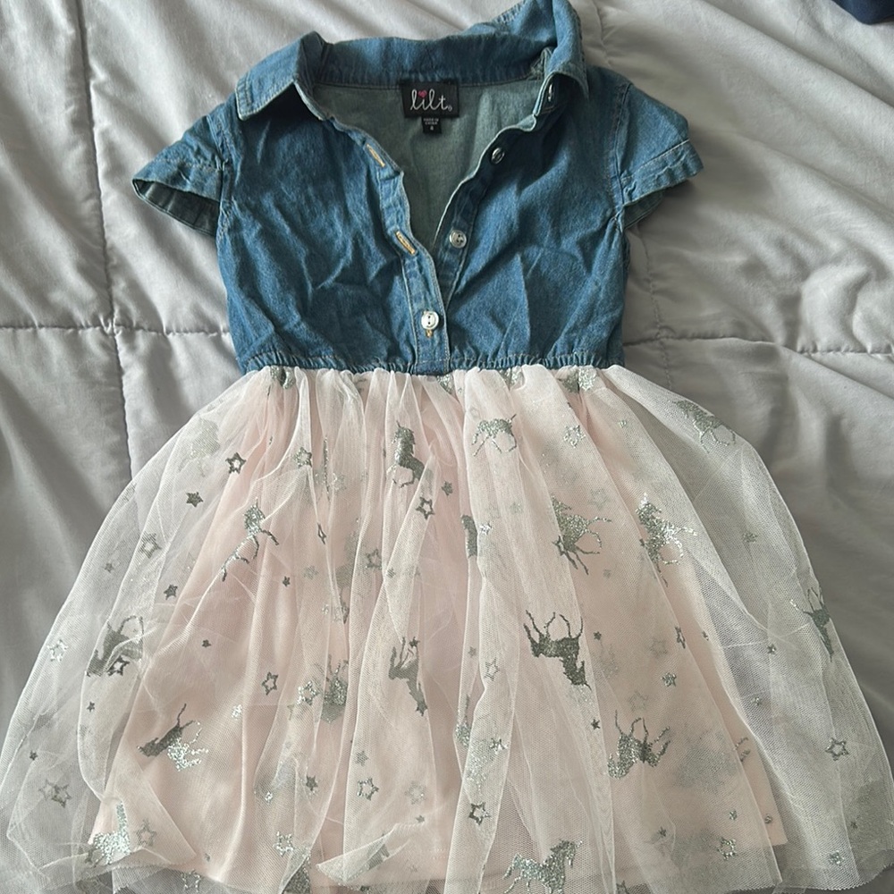 NWOT Girls Jean and Tulle Dress